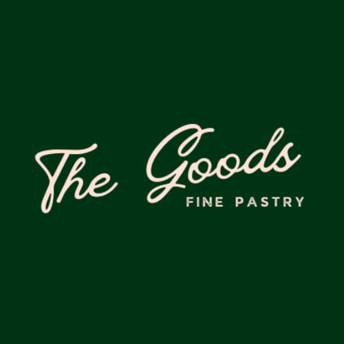 The Goods Fine Pastry Logo on dark green background