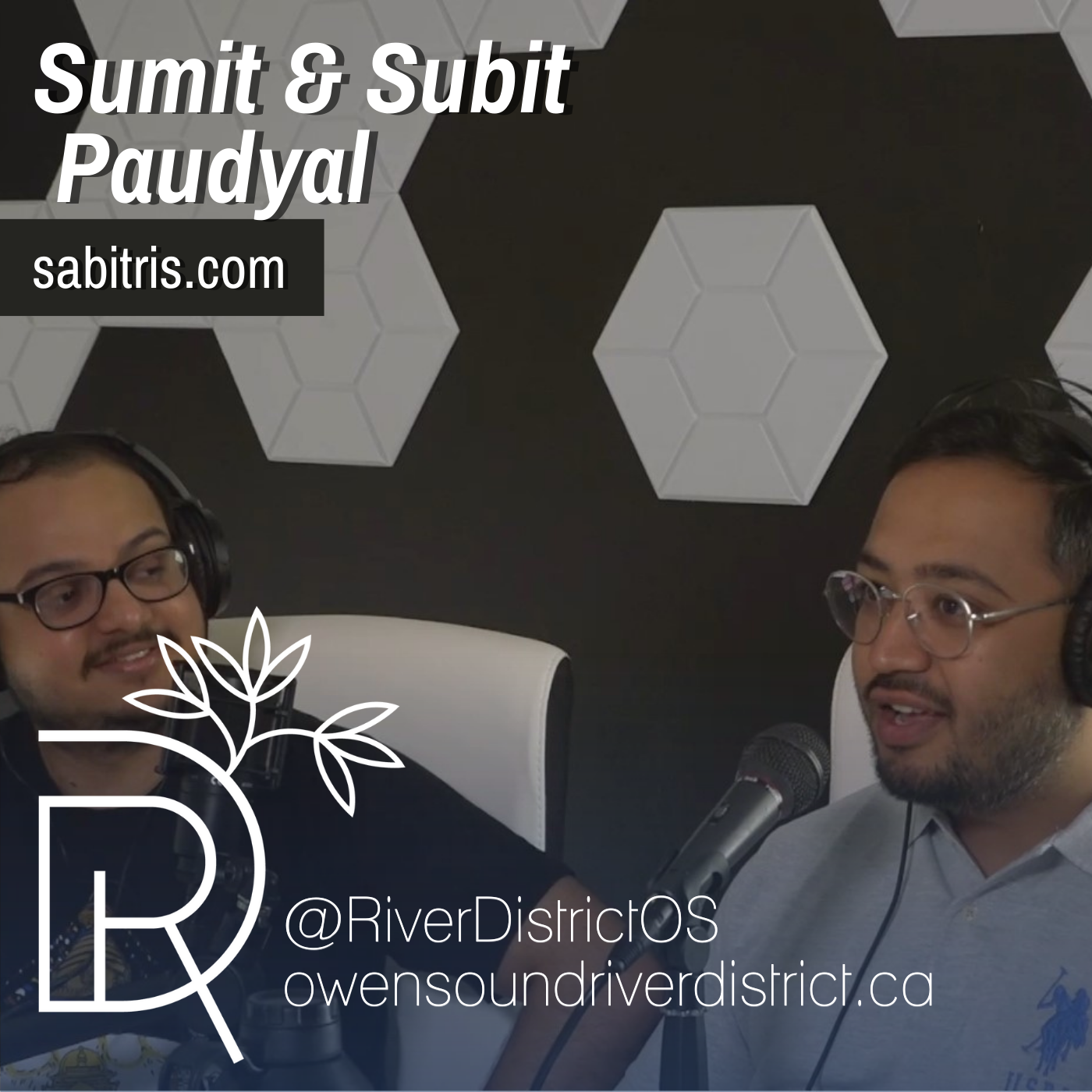sumit & subit infront of a podcast microphone